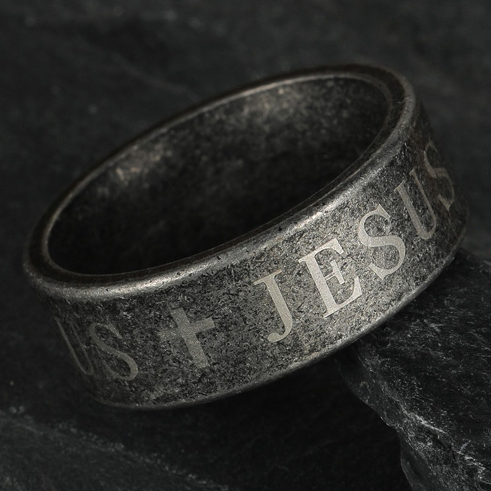 Amen Artisan Jesus Titanium Steel Ring | Amen Artisan