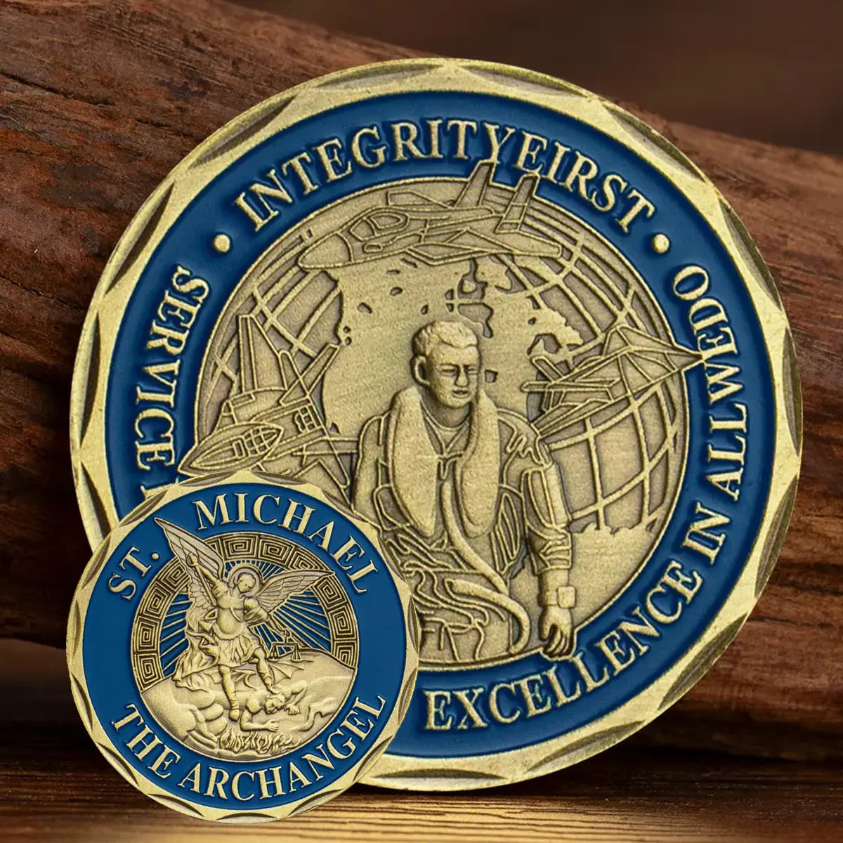 St Michael Shield Challenge Coin – Military & Police Thin Blue Line Tribute