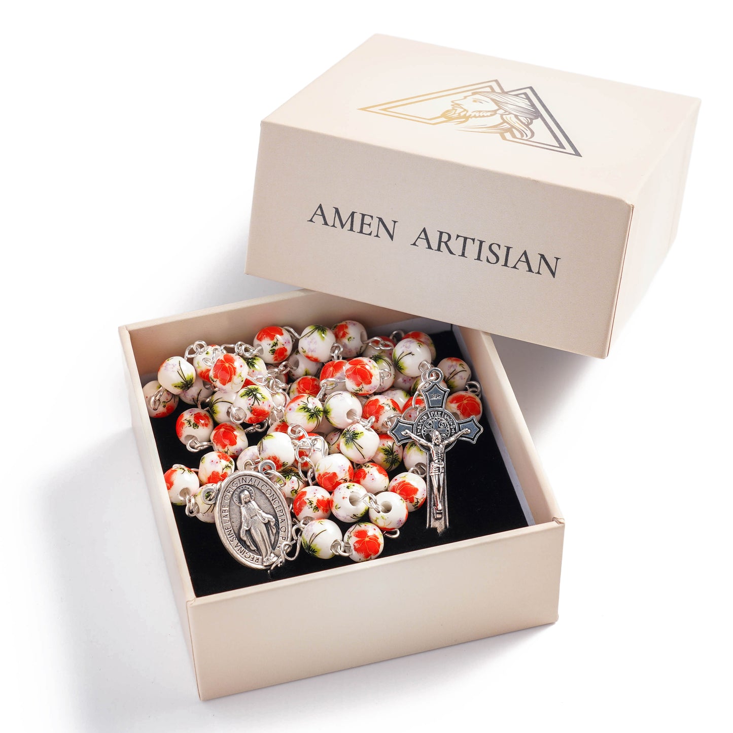 Poppy Ceramic Rosary Amen Artisan
