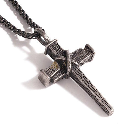 【Deal Today】Heavy Dragon Bone Chain Cross Necklace - Resilience, Faith & Sacred Protection | Amen Artisan