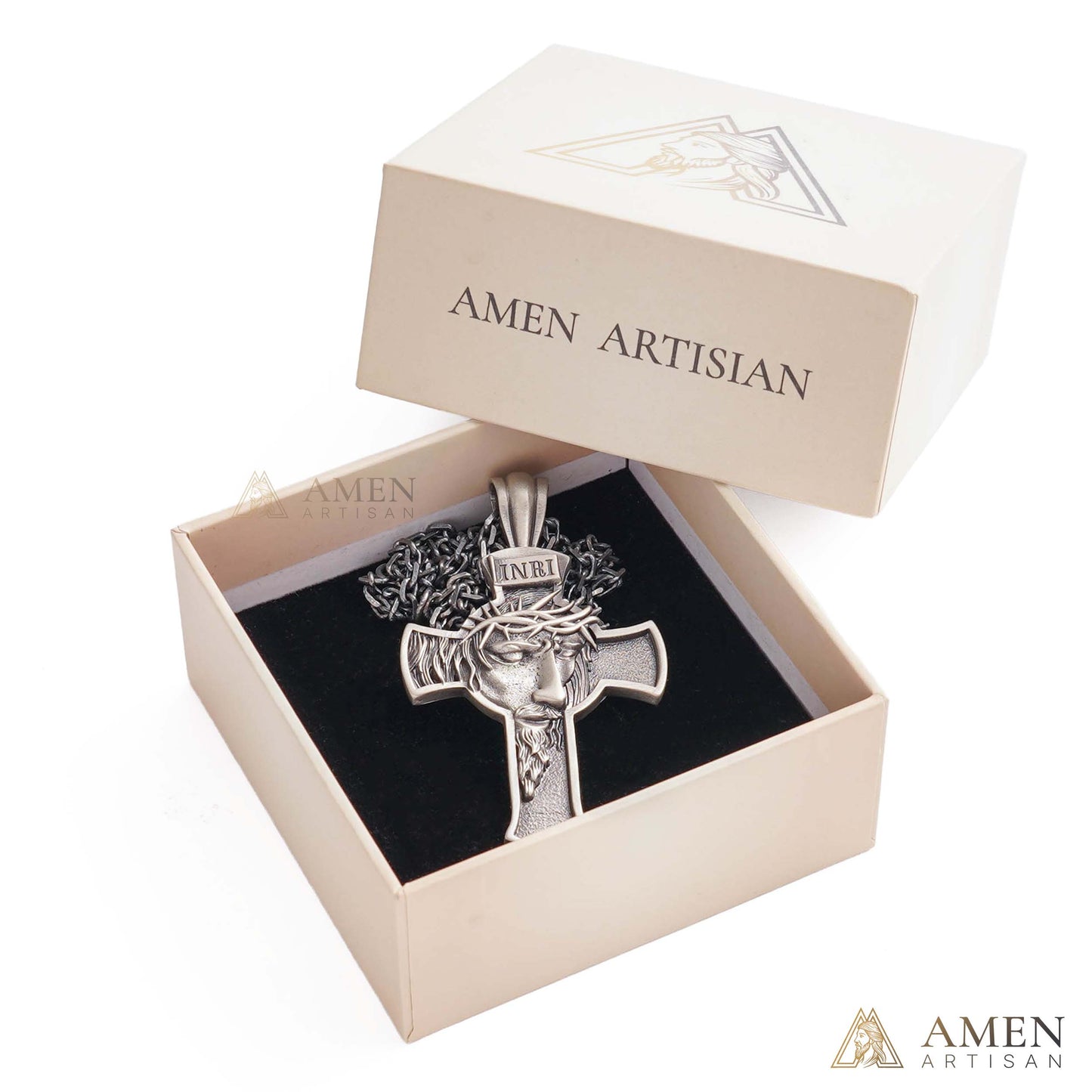 【Deal Today】Jesus Crown of Thorns Cross Pendant with Chain | Amen Artisan