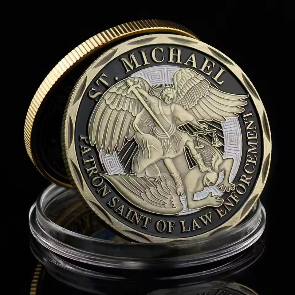 St Michael Challenge Coin - Patron Saint of Law Enforcement - Amen Artisan