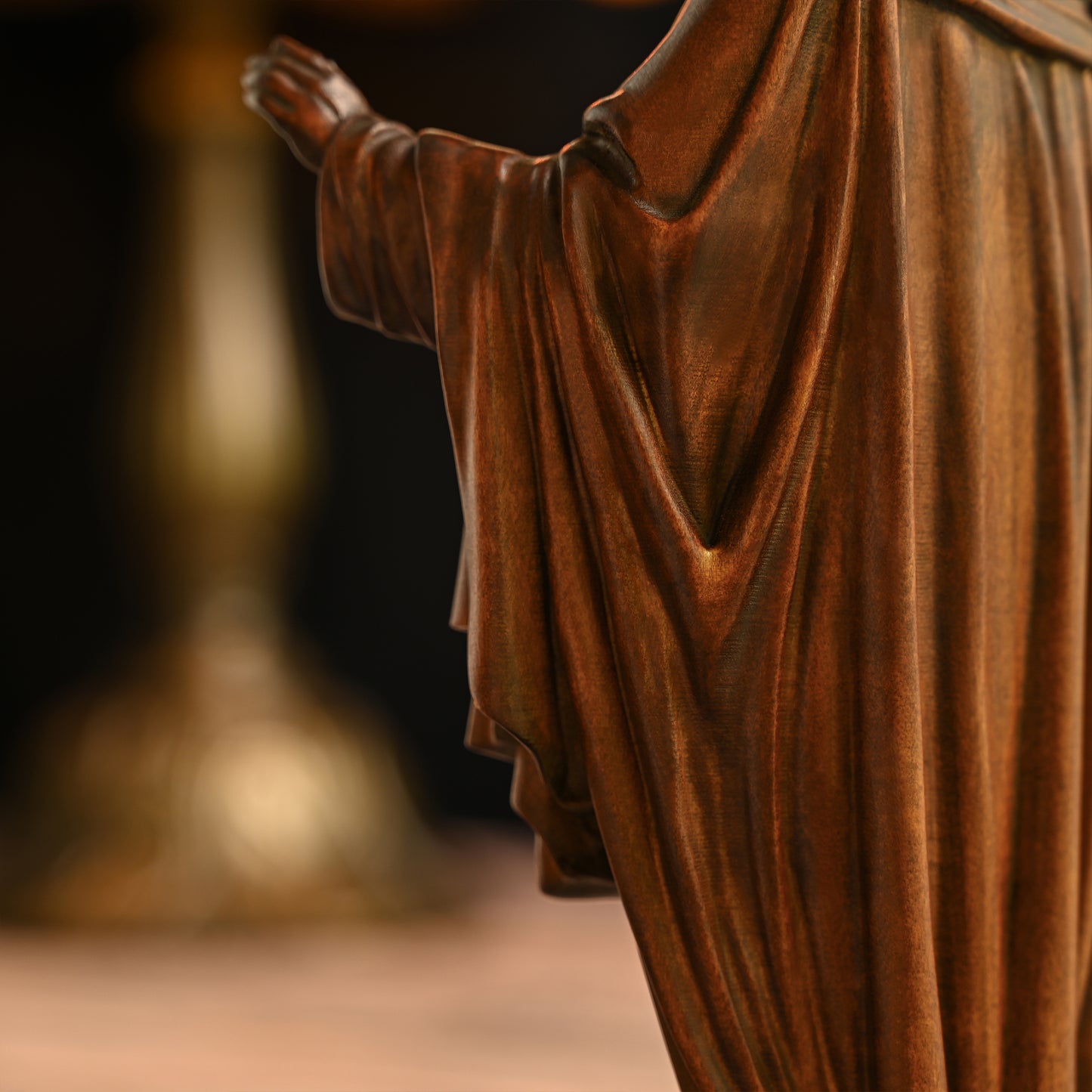 Sacred Heart of Jesus Wood Carved Figure Amen Artisan
