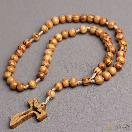 Rosario de madera natural Amén Artesano