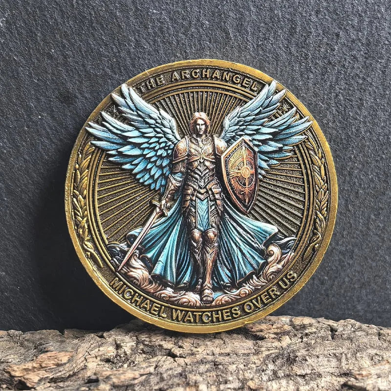 Moeda do Desafio de São Miguel – Ficha do Escudo do Anjo Guerreiro da Asa Azul - Amém Artesão
