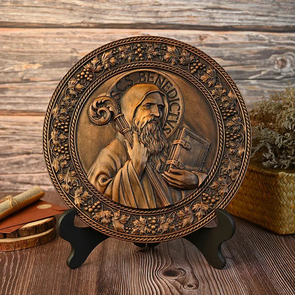 Saint Benedict Wooden Plaque
