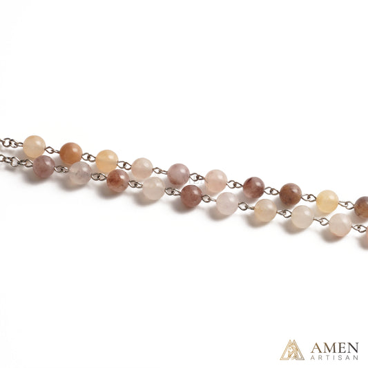 Purple Golden Silk Jade Rosary Amen Artisan