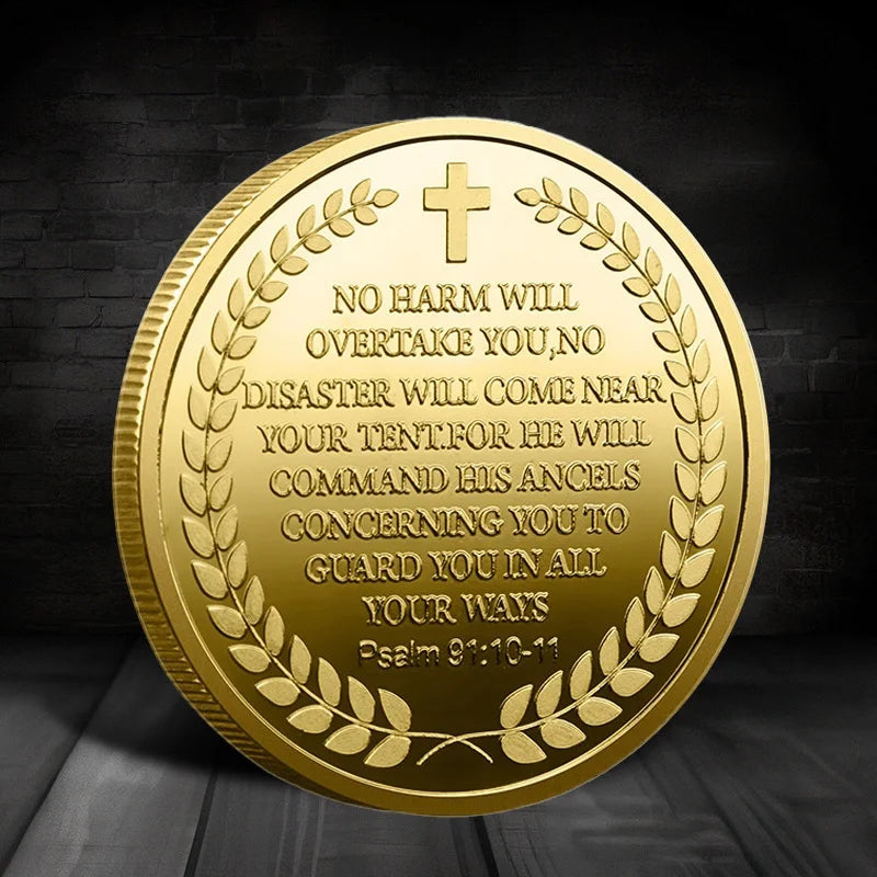 St Michael Challenge Coin – Slaying Dragon Archangel Medal Psalm 91 Protection - Amen Artisan