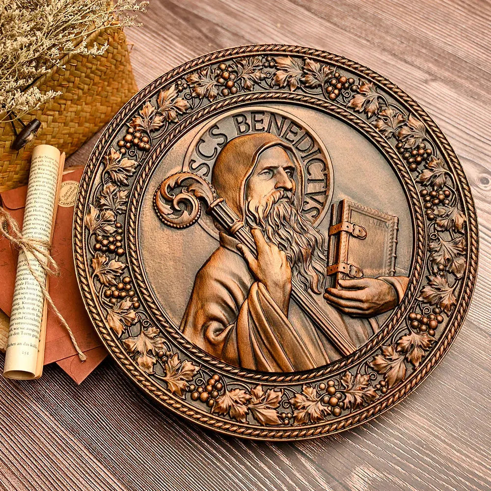 Saint Benedict Wooden Plaque