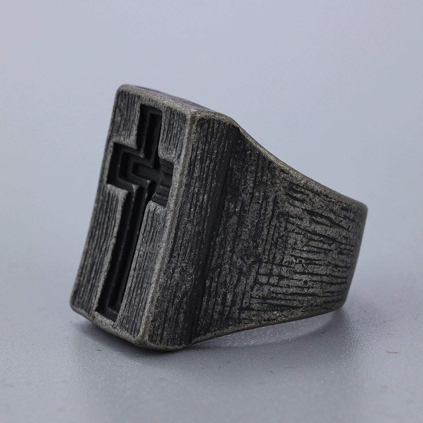 The Gate of Heaven Titanium Steel Cross Ring | Amen Artisan