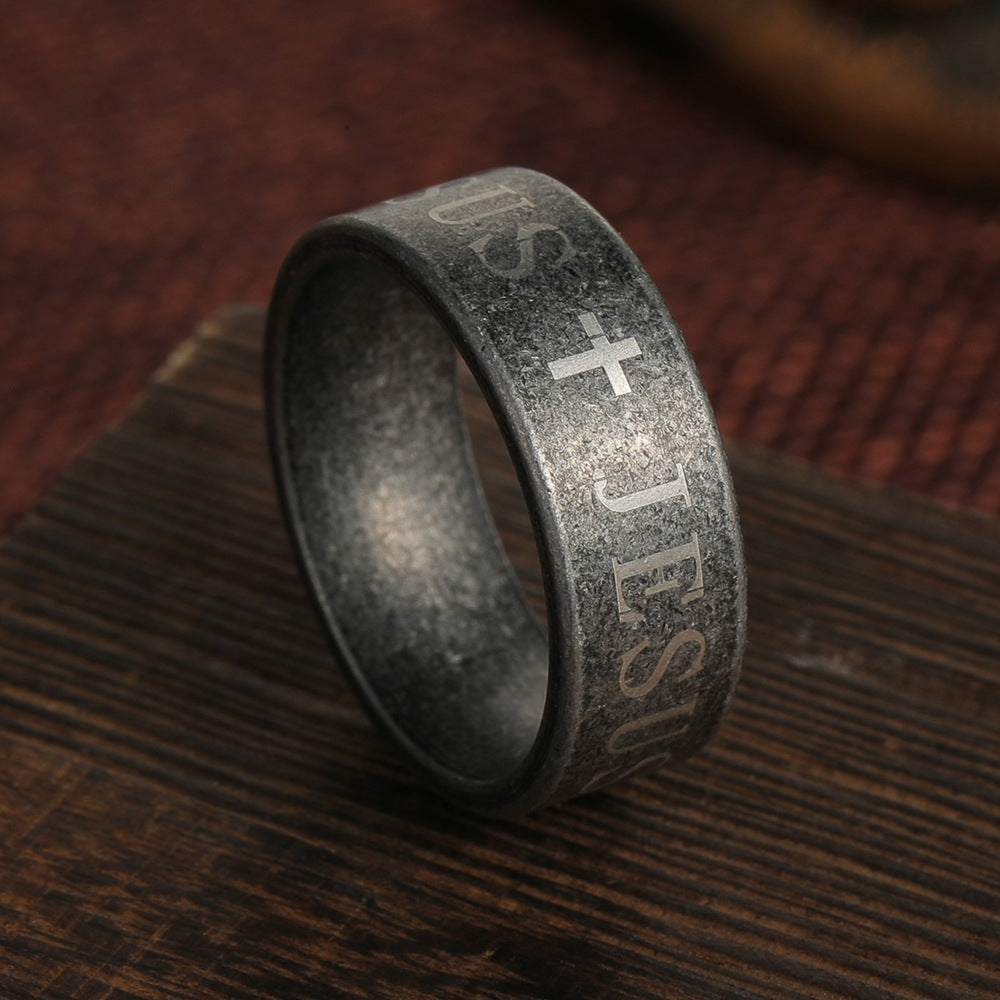 Amen Artisan Jesus Titanium Steel Ring | Amen Artisan