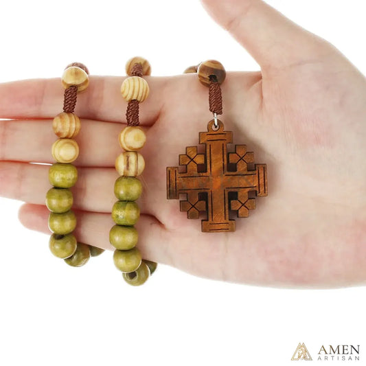 Wooden Cross “Jerusalem” Rosary Amen Artisan