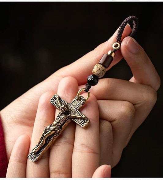 Brass Vintage Crucifix Sorrow Necklace