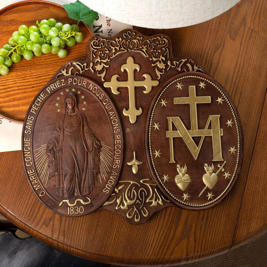Miracle Medal Wood Carving