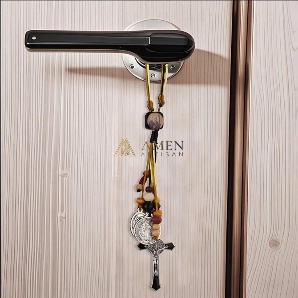 Saint Benedict Medal and Crucifix Ornament Amen Artisan