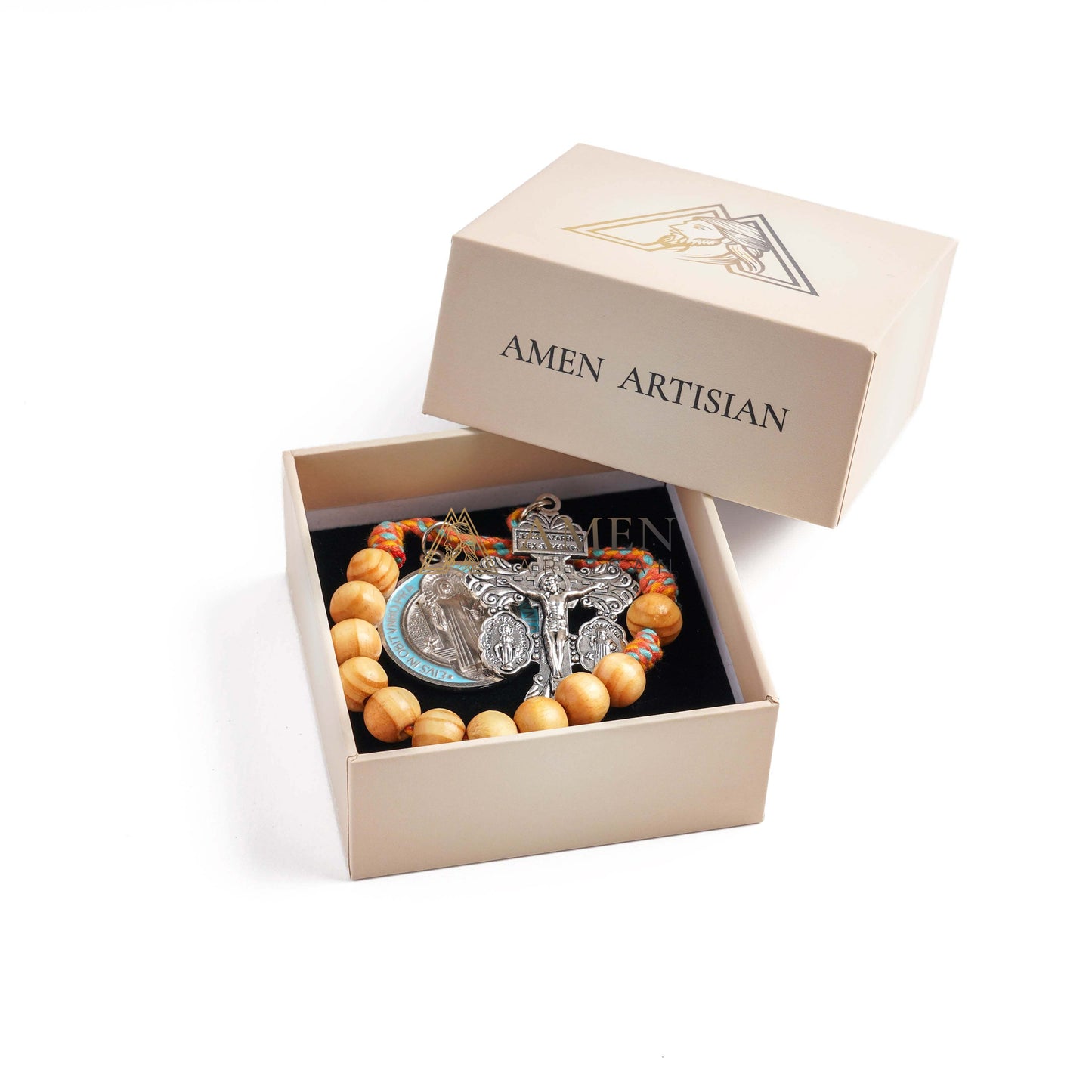 Saint Benedict Medal Crucifix Pocket Rosary Amen Artisan