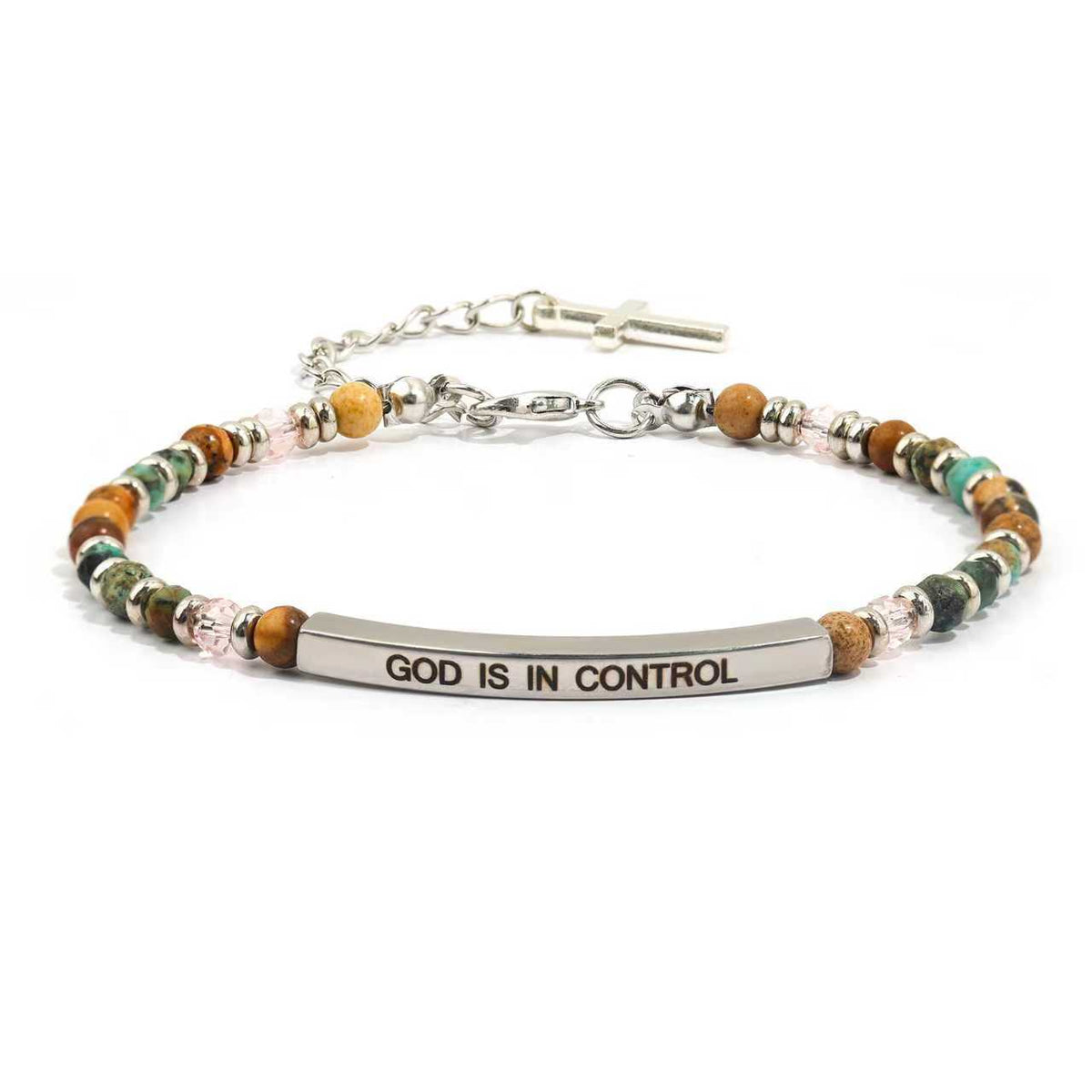 Psalm 46:5 Bracelet with Natural Stone Accents