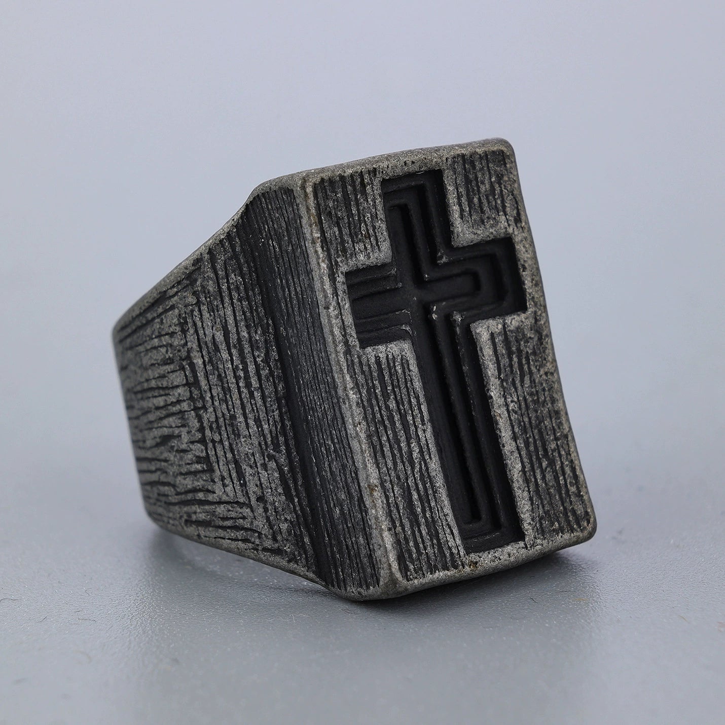 The Gate of Heaven Titanium Steel Cross Ring | Amen Artisan