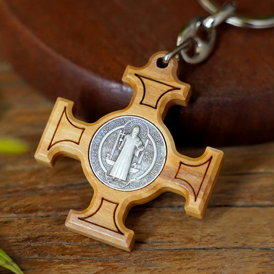 Olive Wood Medal of Saint Benedict Amen Artisan