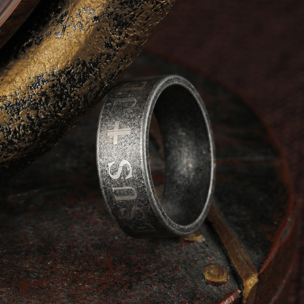 Amen Artisan Jesus Titanium Steel Ring | Amen Artisan