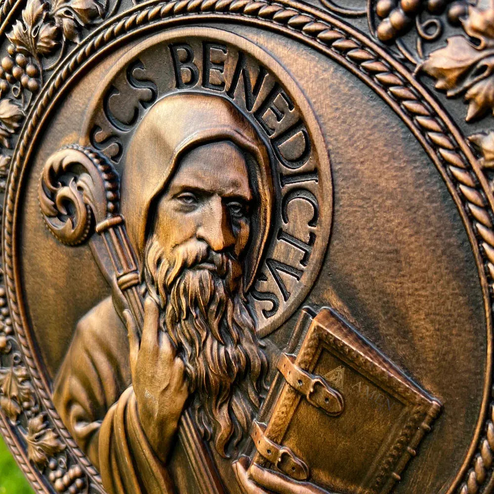 Saint Benedict Wooden Plaque