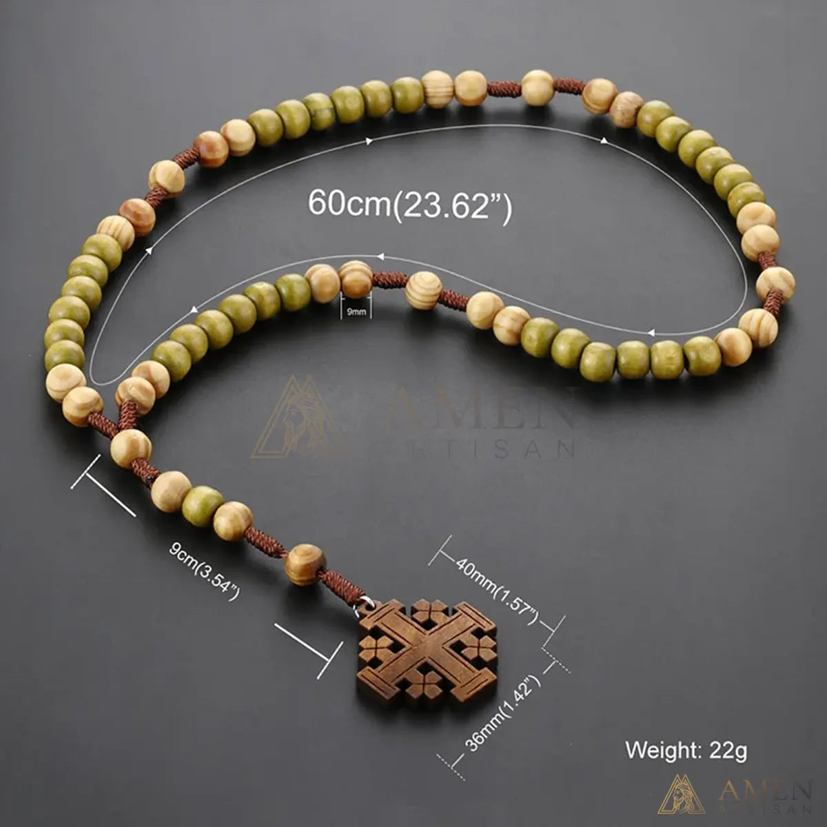 Wooden Cross “Jerusalem” Rosary Amen Artisan