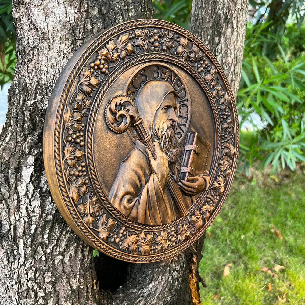 Saint Benedict Wooden Plaque