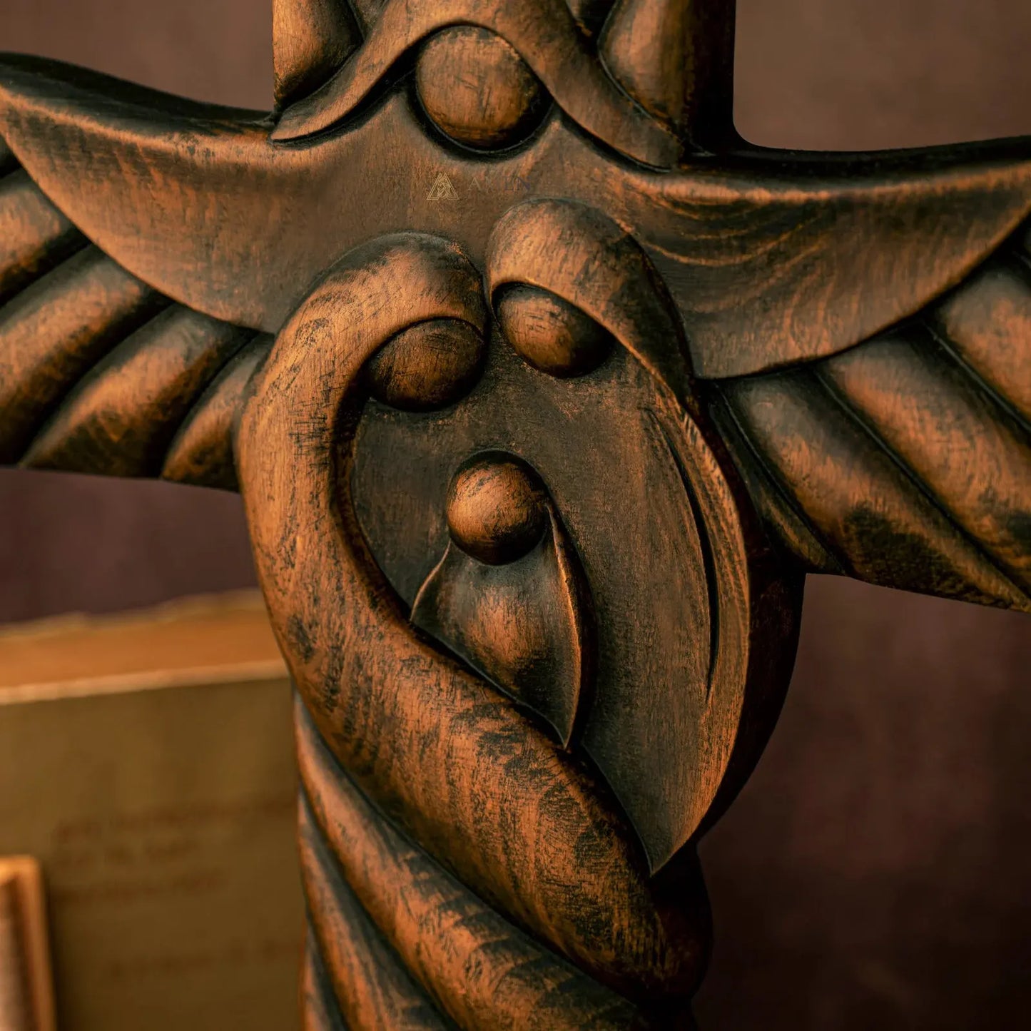 Holy Family Cross Wood Carving
