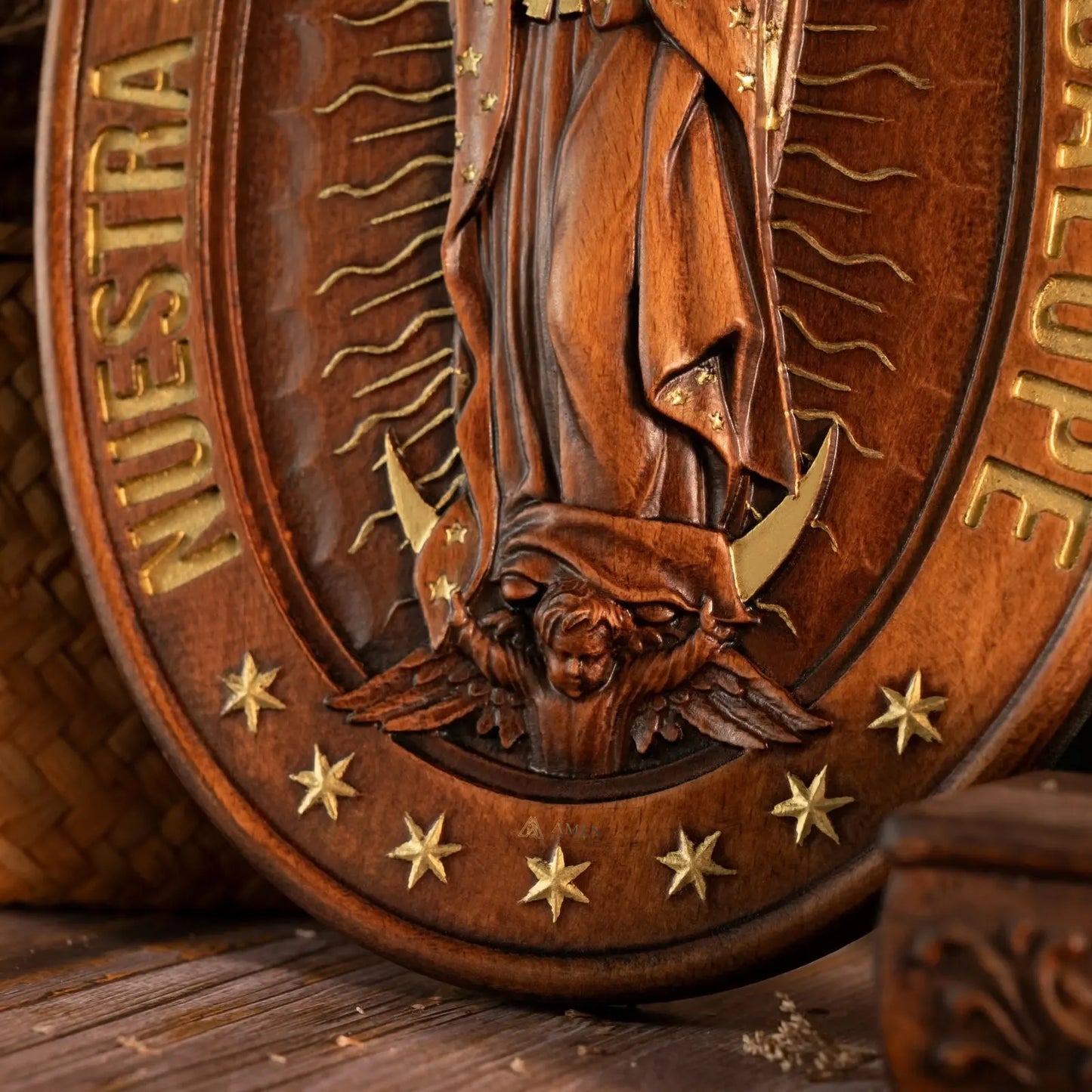 Our Lady of Guadalupe Wood Carving