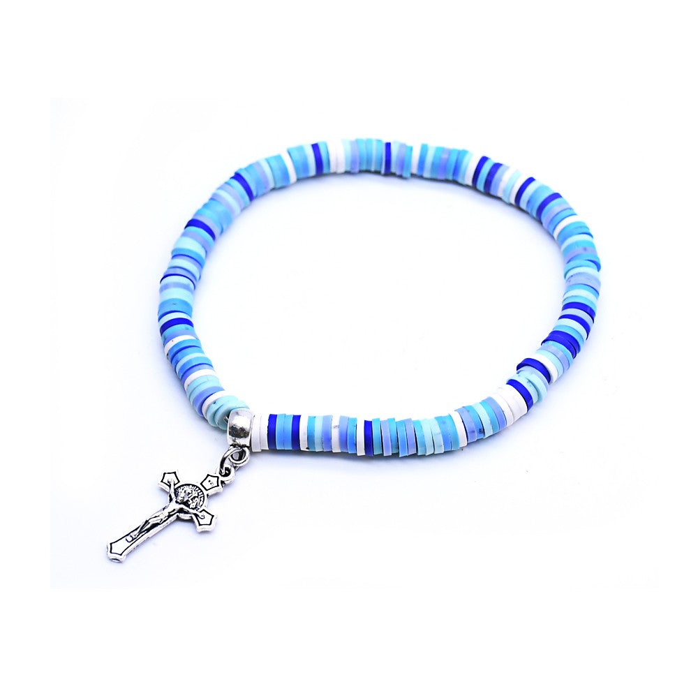 $0.99 Deal Colorful Polymer Clay Cross Rosary Bracelet