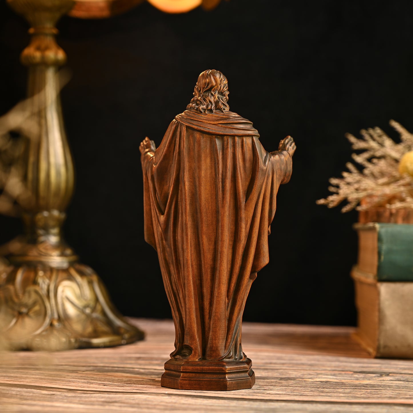 Sacred Heart of Jesus Wood Carved Figure Amen Artisan