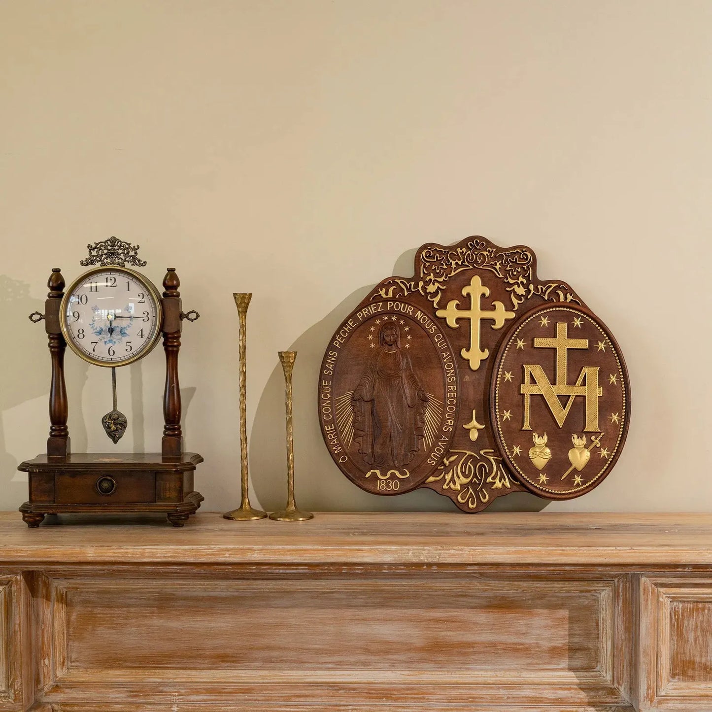 Miracle Medal Wood Carving