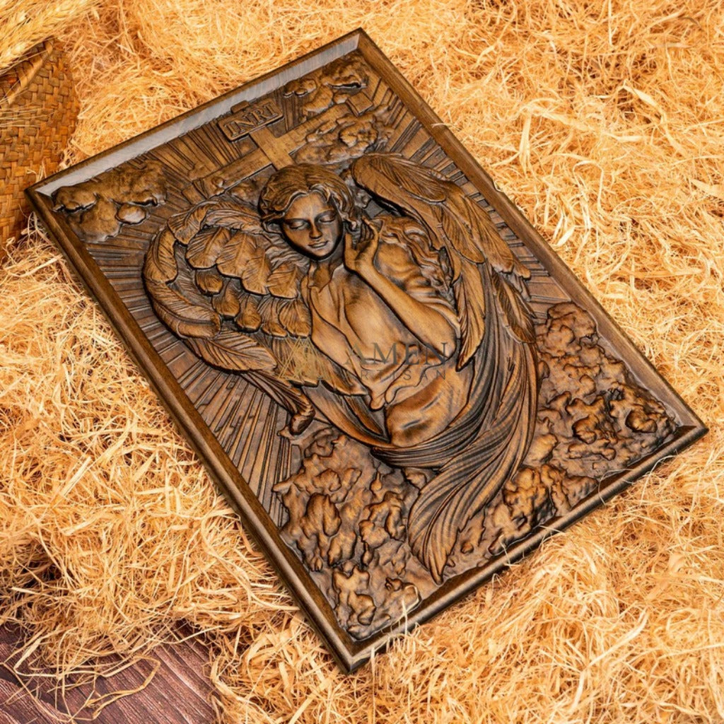 Archangel Chamuel Wood Carving Amen Artisan