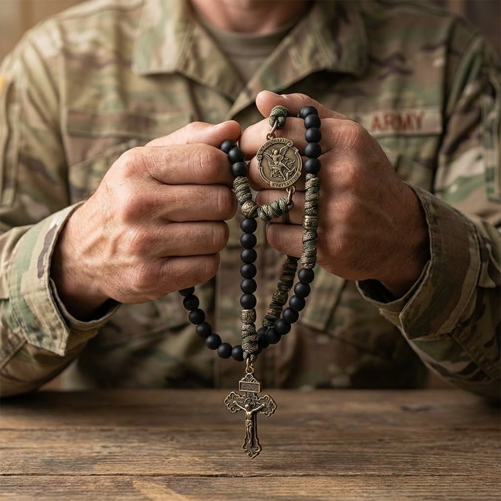 St. Michael Combat Rosary Paracord Rosary – Faith & Valor Amen Artisan