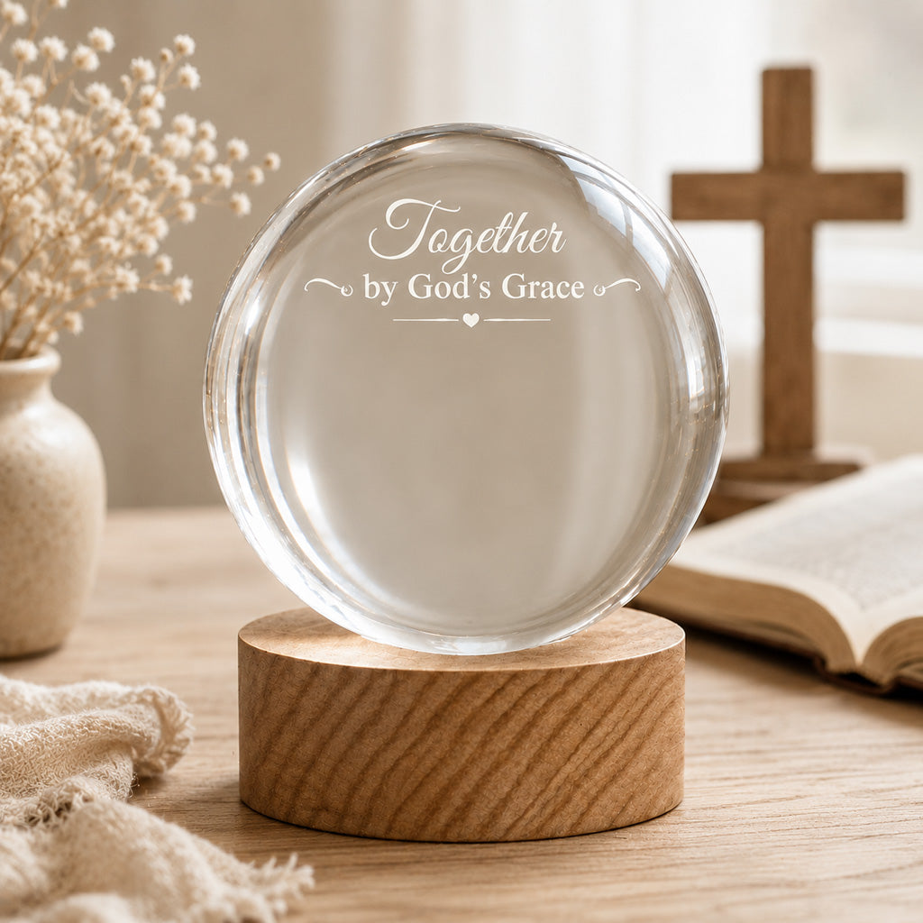 Personalized Photo Crystal Night Light with Custom Quote and Names