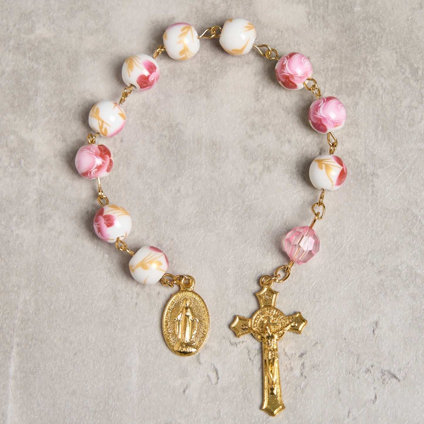 Orchid Mother of God Crucifix Rosary Amen Artisan