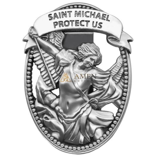 St Michael Medal Car Clip Amen Artisan
