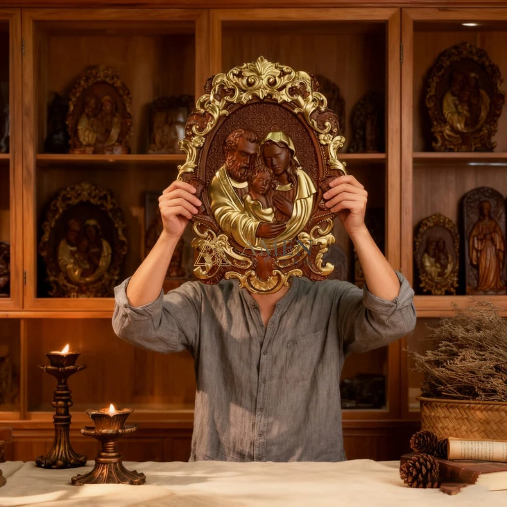 Holy Family Wood Carving