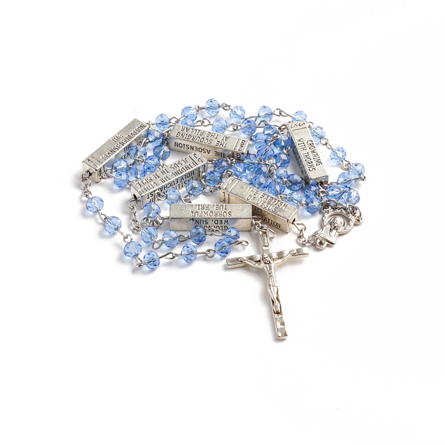 Barra misteriosa grabada del Rosario de los Misterios