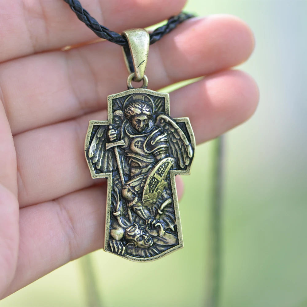St Michael Necklace - Vintage Archangel Pendant Necklace - Amen Artisan