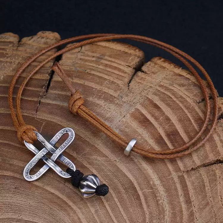 Handmade 10-cent silver coin cross bracelet