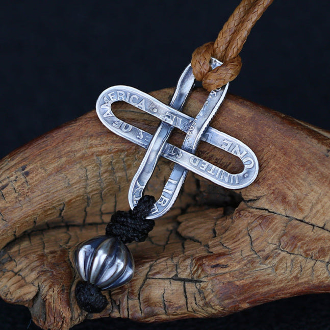 Handmade 10-cent silver coin cross bracelet