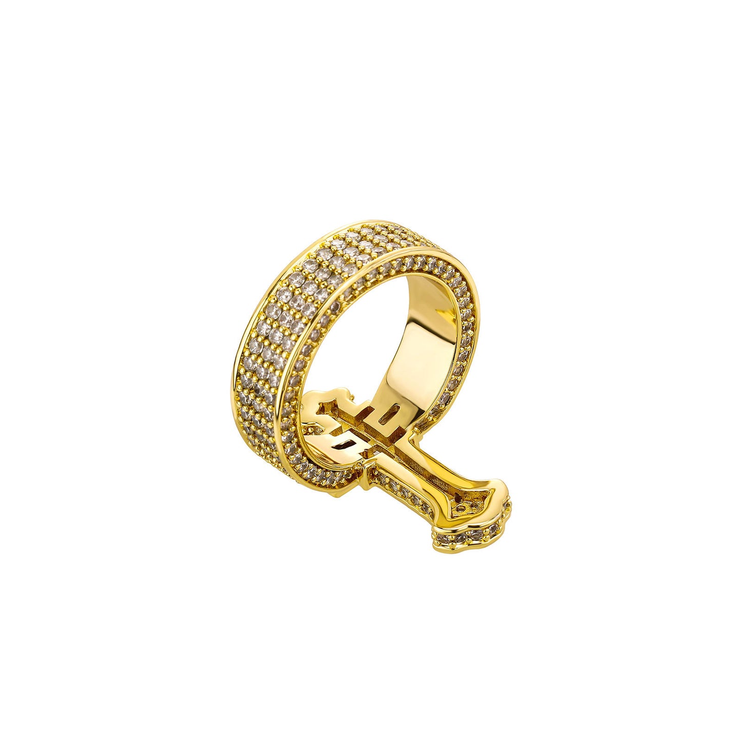 Anel de Cristo com Cruz de Diamante Artesanal Amém