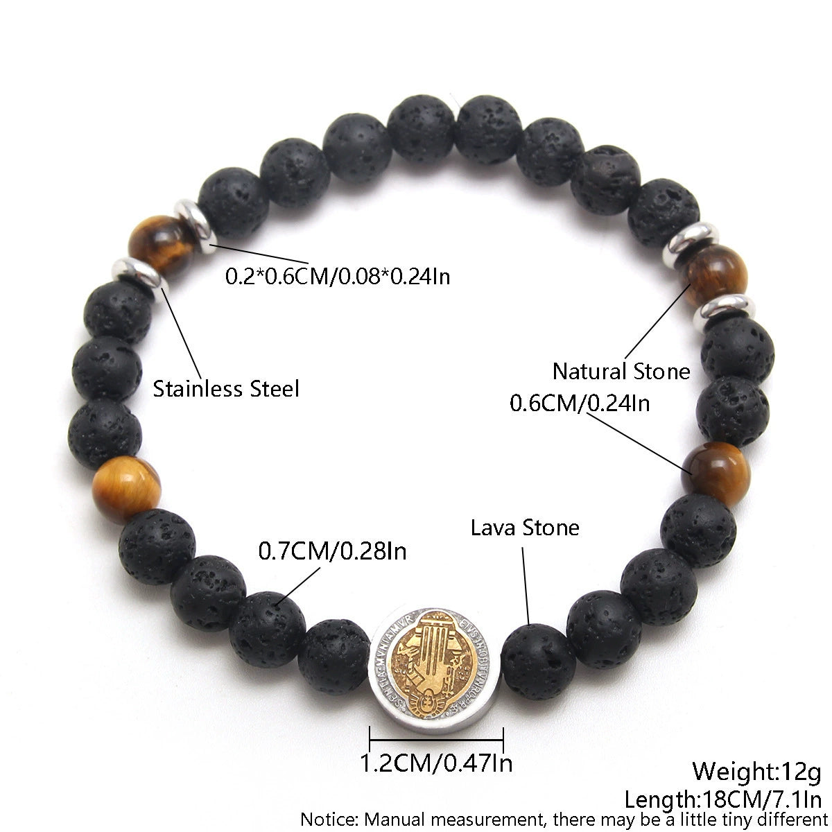 Obsidian Volcanic Stone Beaded Bracelet