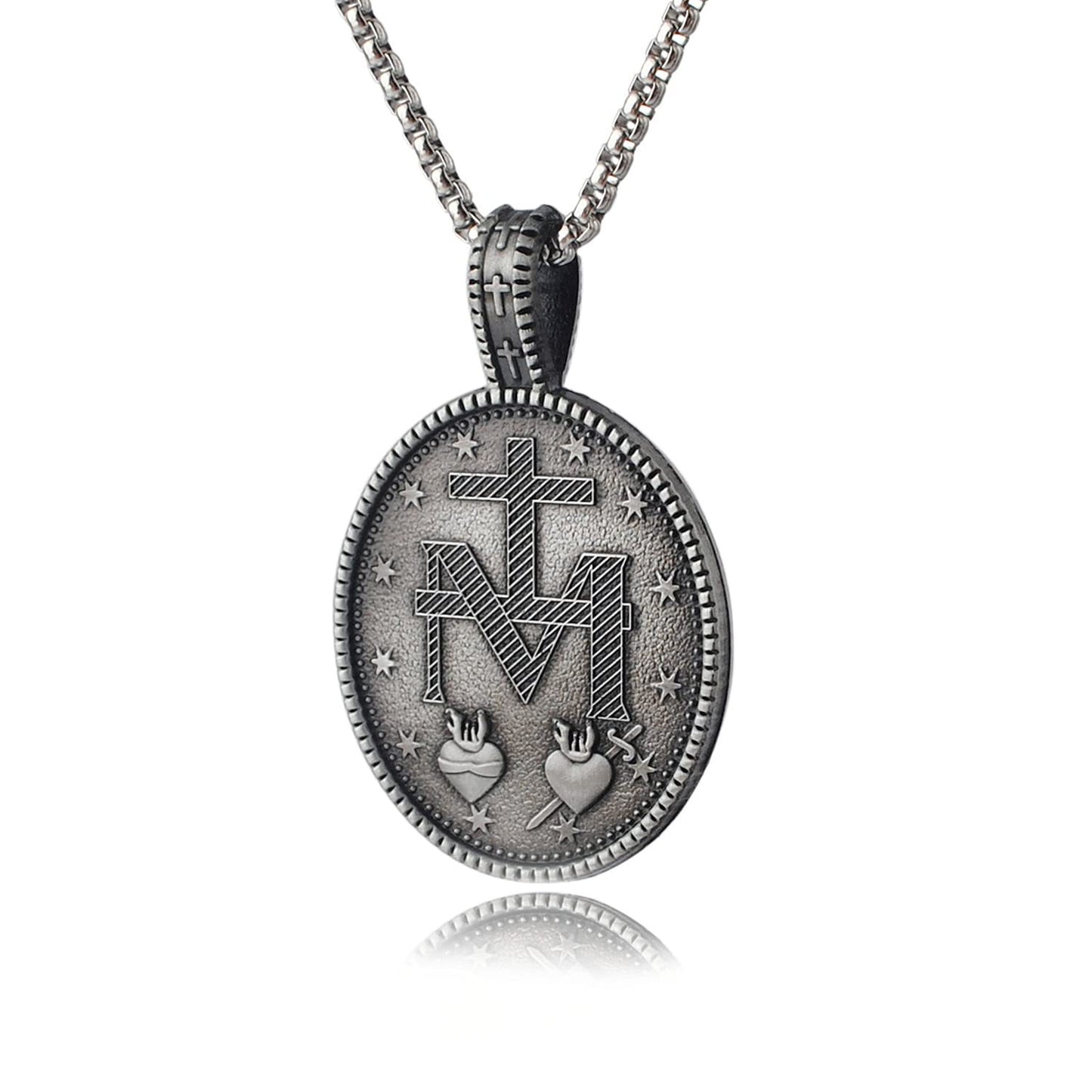 Virgin Mary Titanium Stee Pendent Amen Artisan