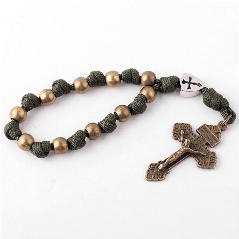 Rosário de Cruz de Pára-quedas Artesanal Amém