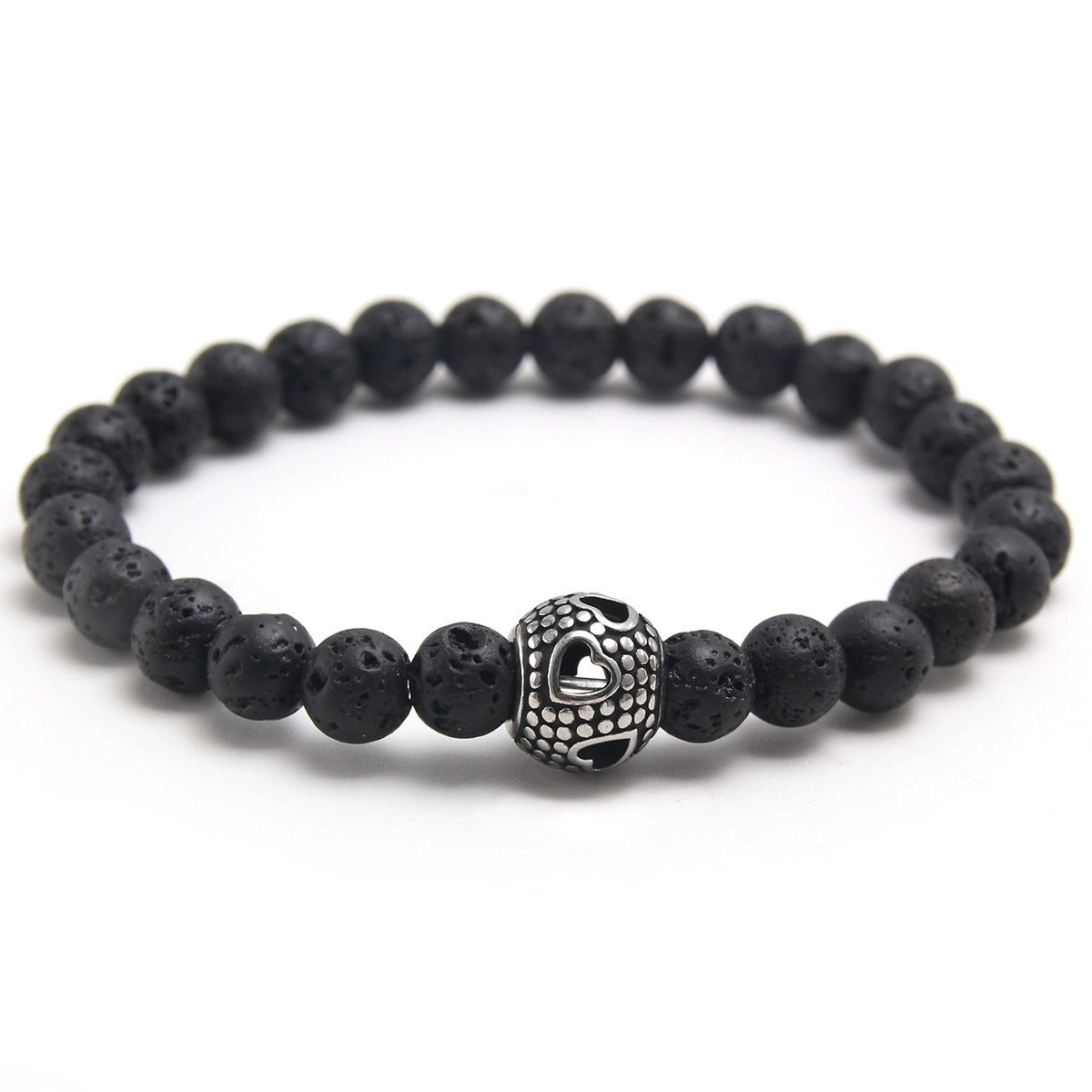 Obsidian Volcanic Stone Beaded Bracelet
