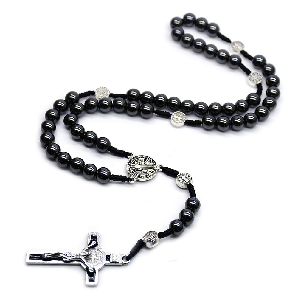 Hematite Beads Crucifix Rosary Amen Artisan