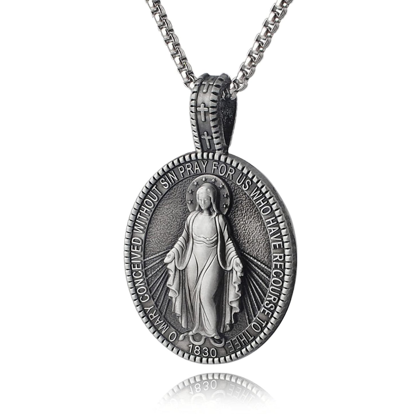 Virgin Mary Titanium Stee Pendent Amen Artisan