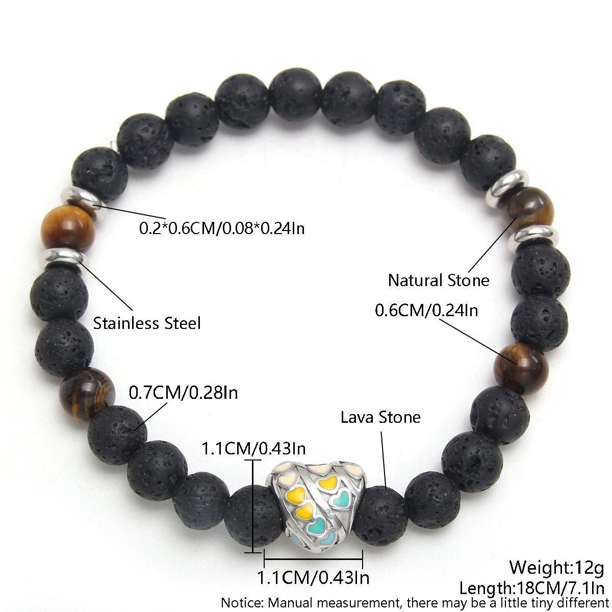 Obsidian Volcanic Stone Beaded Bracelet